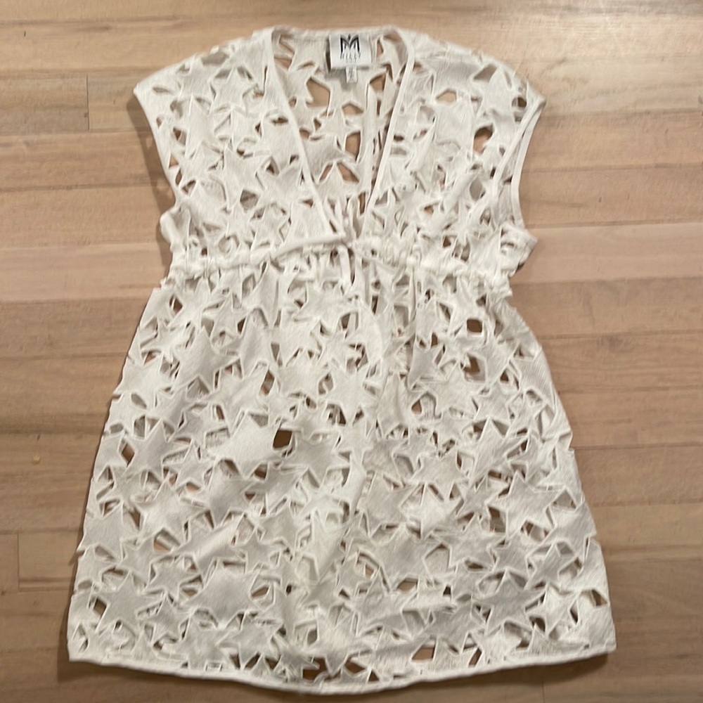 NWOT Girls Milly Minis star cutout swim coverup, white, sz 10